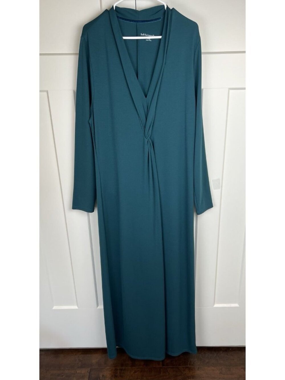 Soft Surroundings Lagia Maxi Dress XL Teal Twist Front Long Sleeve NWT $120 - Picture 4 of 12